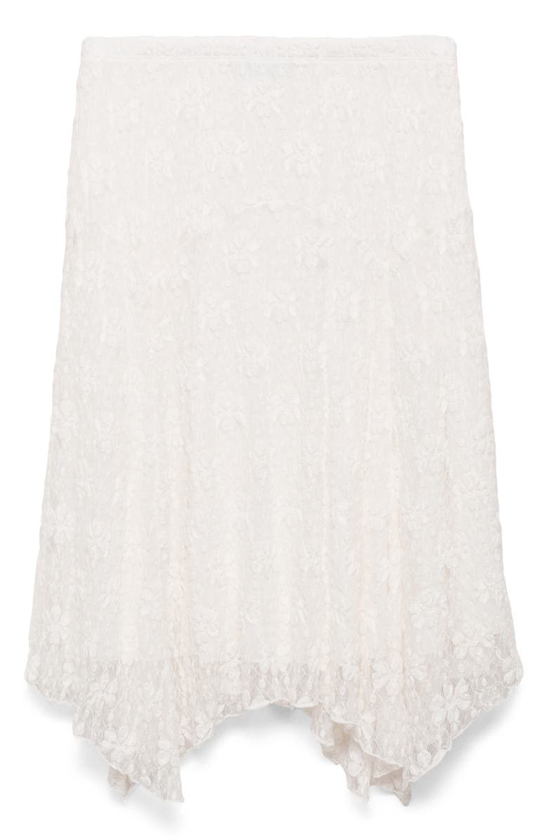 MANGO Lace Midi Skirt, Alternate, color, White