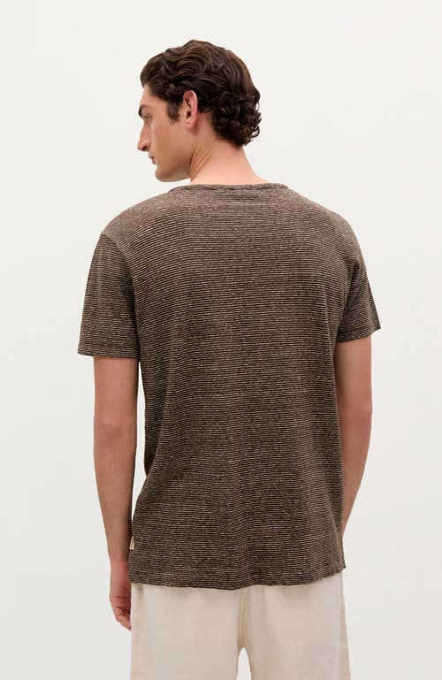 Scalpers Country Linen Striped Tee In Brown