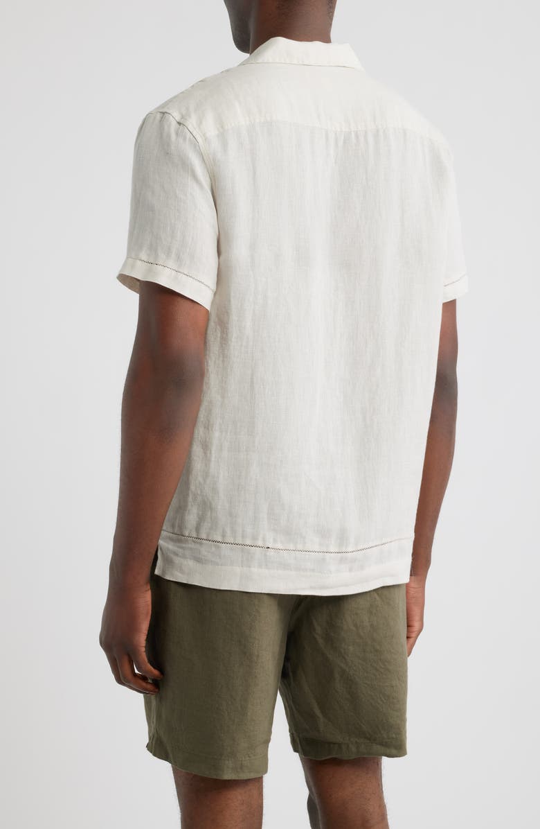 Nordstrom Embroidered Linen Camp Shirt, Alternate, color, Grey Nola Embroidery