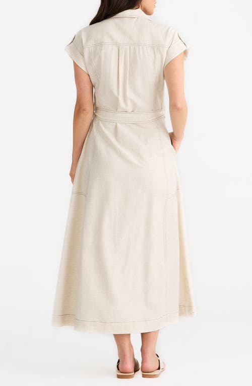 BRAVE + TRUE BRAVE+TRUE PORTIA COTTON & LINEN BLEND MAXI SHIRTRESS