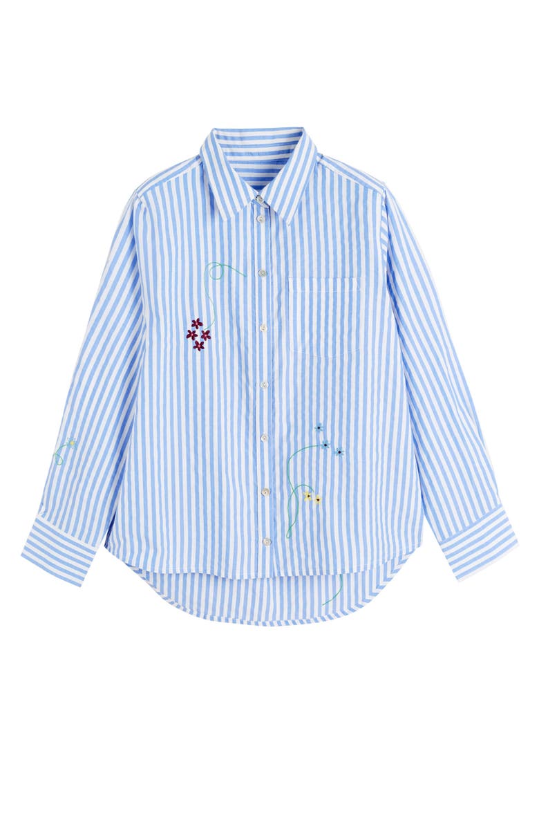 Chinti & Parker Cotton Oxford Stripe Floral Shirt, Alternate, color, Blue