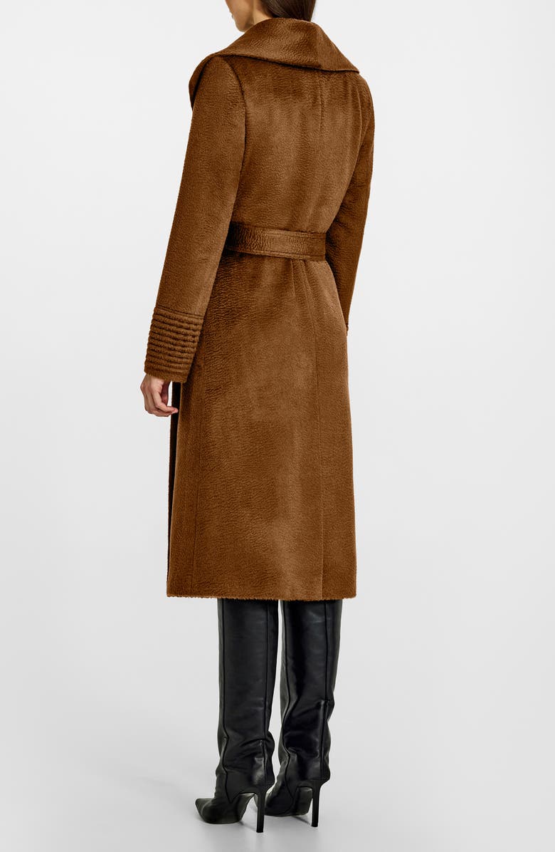 SENTALER Shawl Collar Alpaca & Wool Blend Longline Wrap Coat, Alternate, color, Caramel