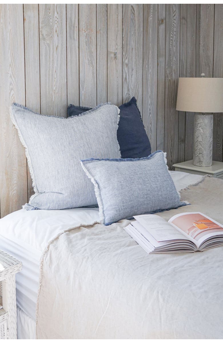 Anaya Soft Fringe Linen Pillow Cover Only, Alternate, color, Chambray Blue