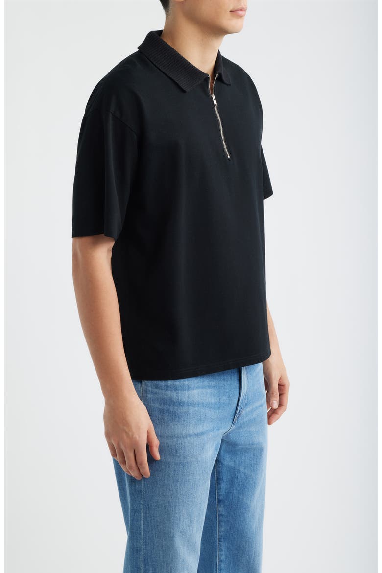 Half Zip Polo, Alternate, color, BLACK