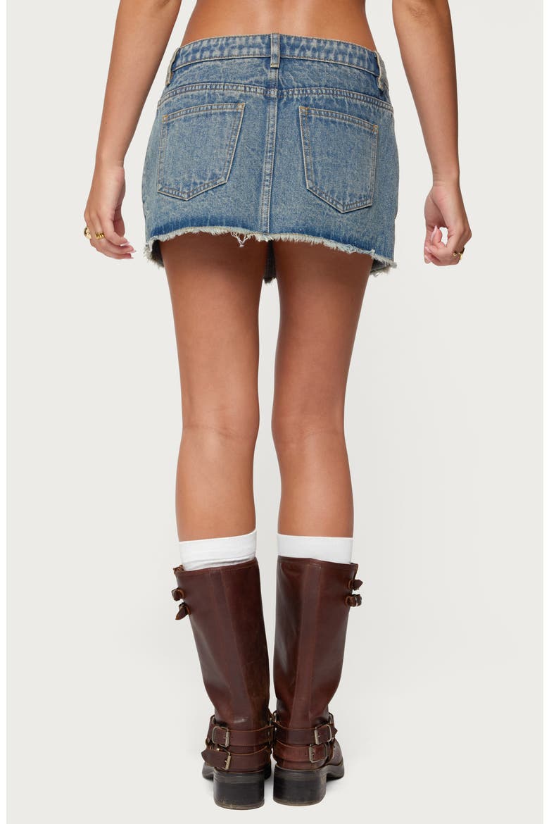 Keiko Studded Low Rise Denim Miniskirt, Alternate, color, BLUE