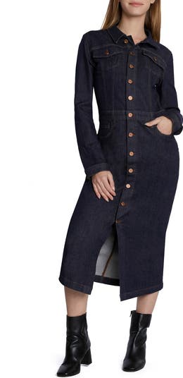Wash Lab Denim Piece Dyed Denim Dress in Dark Chocolate at Nordstrom, Size X-Small