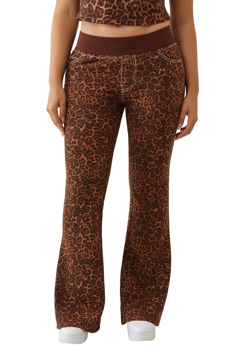 True Religion Leopard Print Flare Leg Jeans, Main, color, Leopard