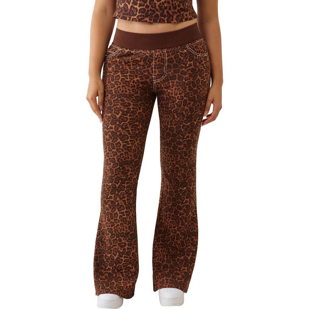 True Religion Leopard Print Flare Leg Jeans In Brown