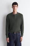 COS Knitted Cotton Henley Sweater