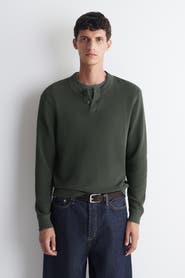 COS Knitted Cotton Henley Sweater