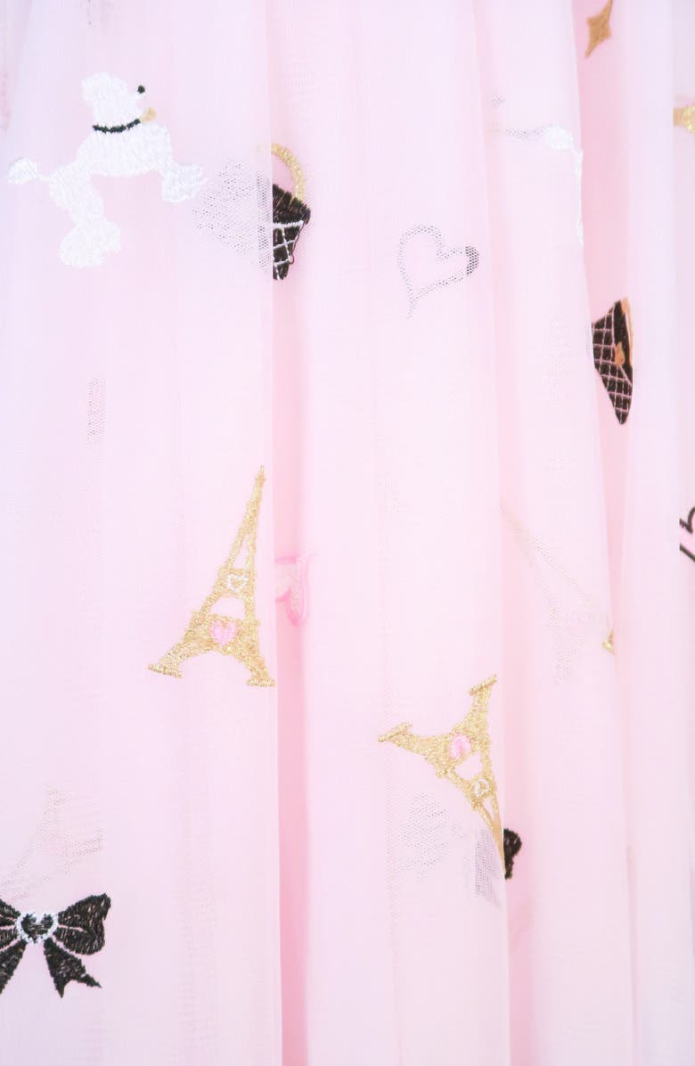 Zunie Kids' Paris Embroidered Flutter Sleeve Dress, Alternate, color, Pink