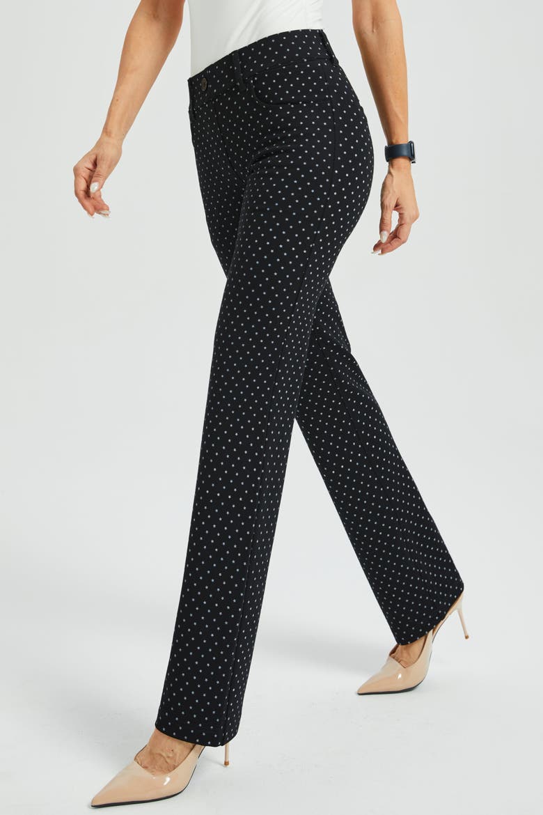 7 Pocket DPYP Dress Pant Yoga Pants Straight, Alternate, color, Black White Star