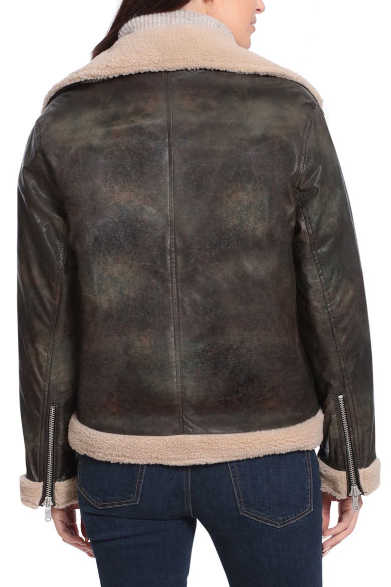 Relaxed Faux Shearling Moto Jacket, Alternate, color, CARBON/ OAT
