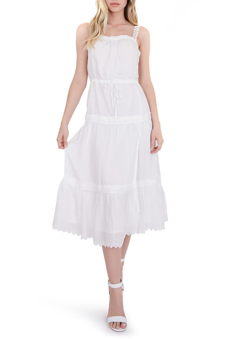 Amity Eyelet Hem Sundress, Main, color, WHITE