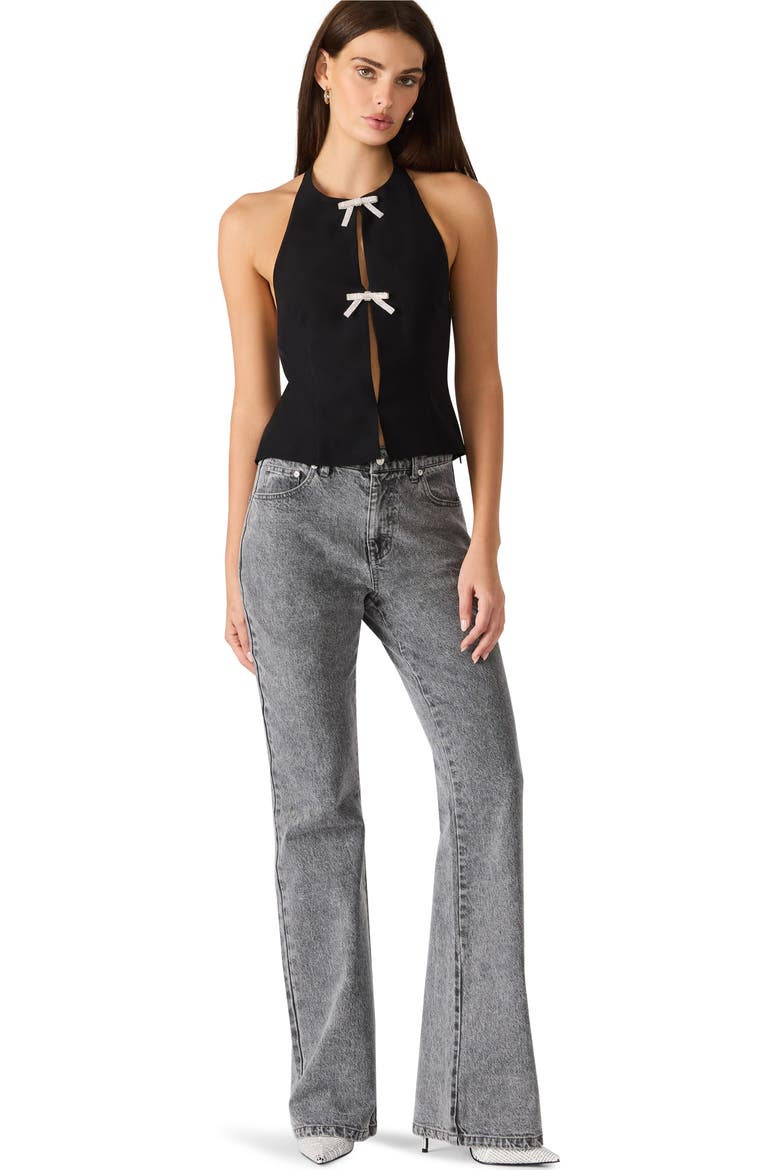 Juvia Crystal Bow Halter Top, Alternate, color, BLACK