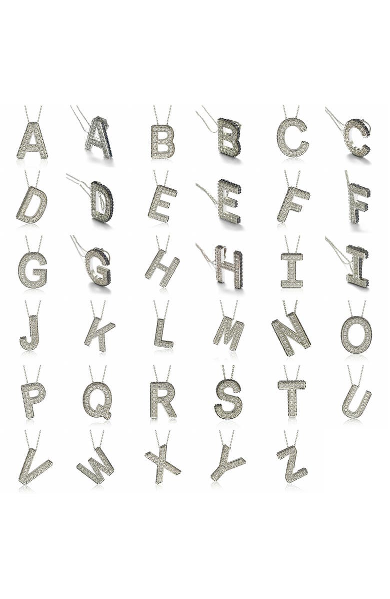 SUZY LEVIAN Sterling Silver Lab Created White & Blue Sapphire Accent Initial Pendant Necklace, Alternate, color, Blue-B