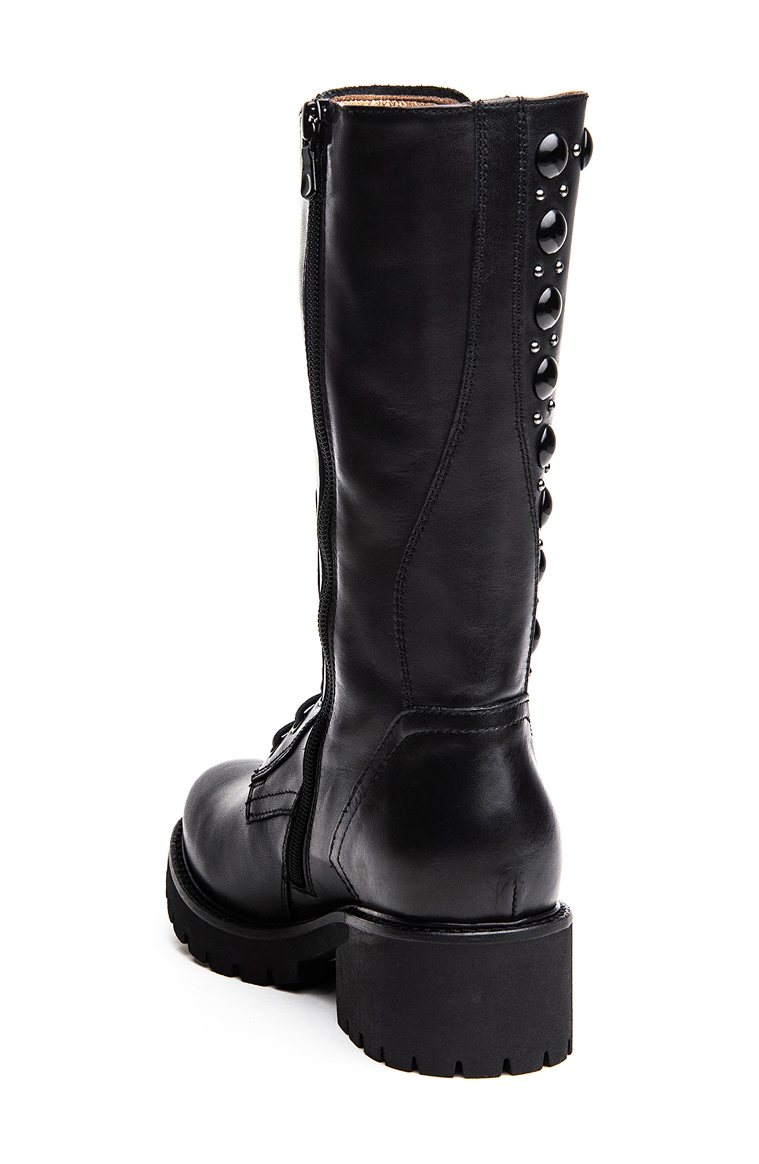 NeroGiardini Studded Leather Combat Boot, Alternate, color, 