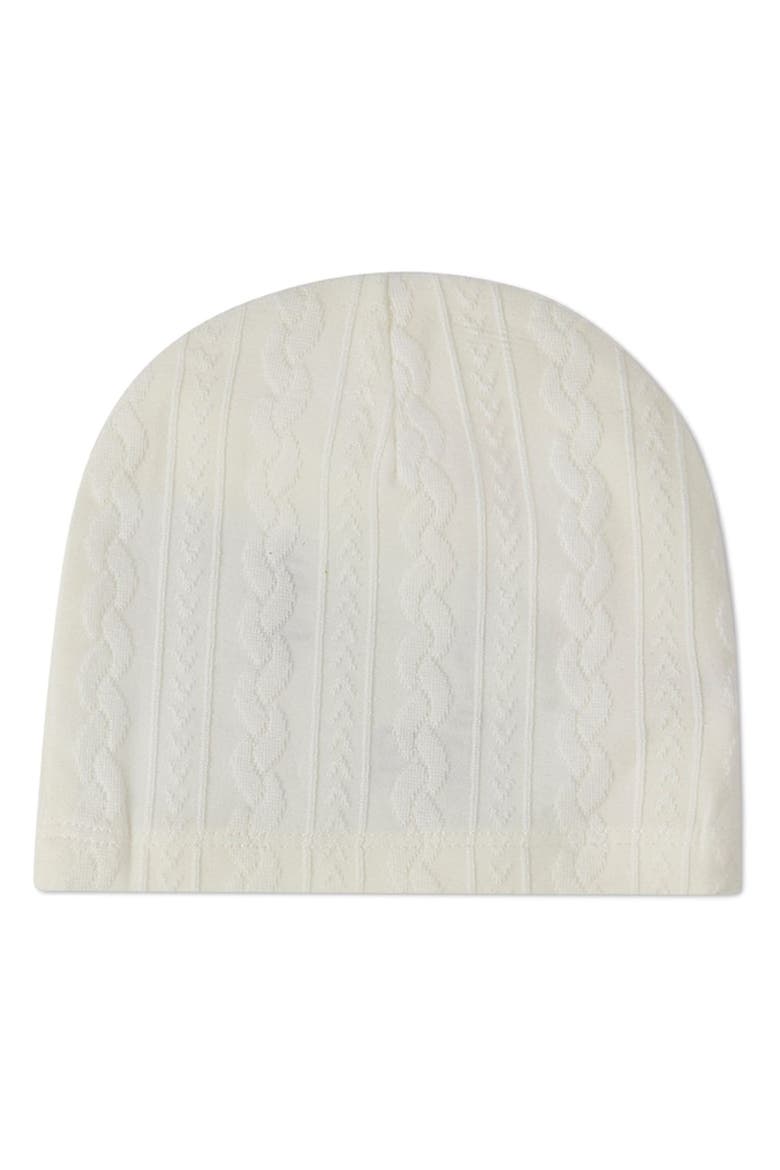 Cotton Jacquard Knit Beanie, Main, color, White