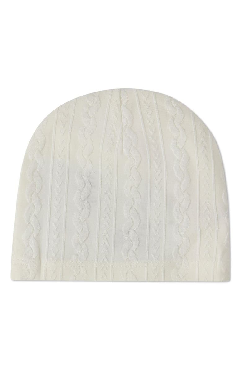 MiniMoi Cotton Jacquard Knit Beanie, Main, color, White