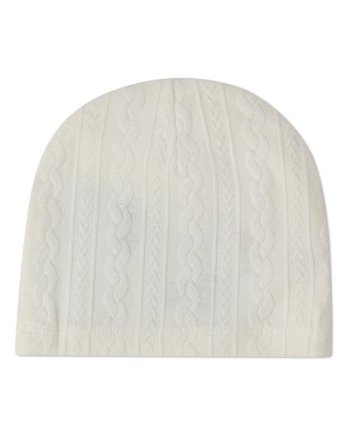 Minimoi Kids' Cotton Jacquard Knit Beanie In White