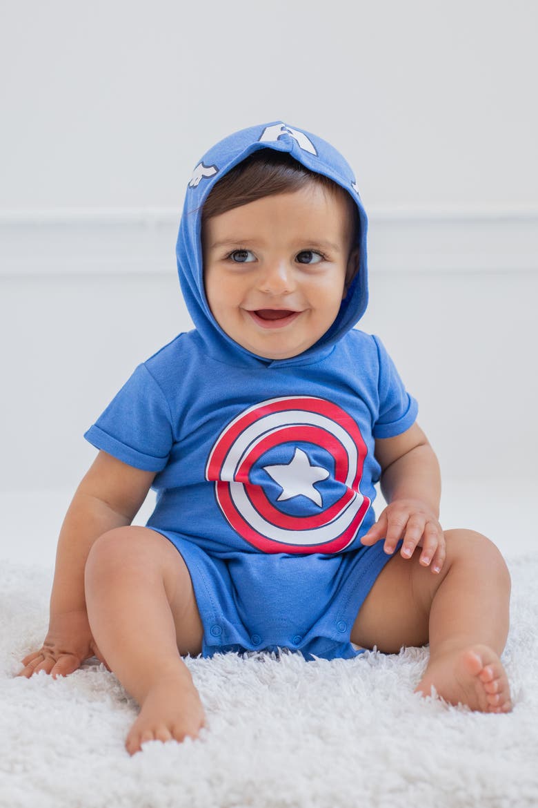 Hooded Romper, Alternate, color, Captain America Blue