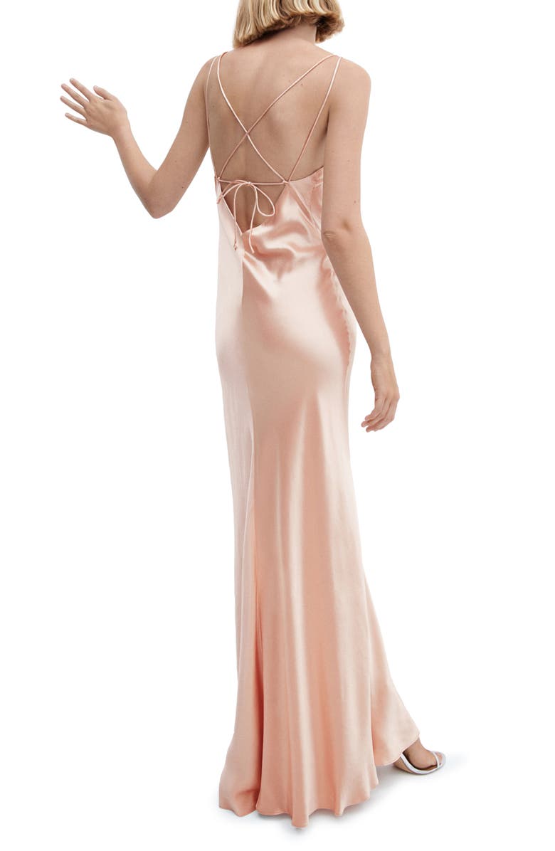 MANGO Open Back Satin Slipdress, Alternate, color,