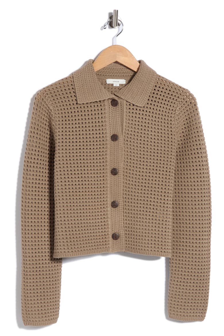 Block Stitch Cotton Blend Crop Cardigan, Alternate, color, MOON MOSS