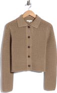 Vince Block Stitch Cotton Blend Crop Cardigan