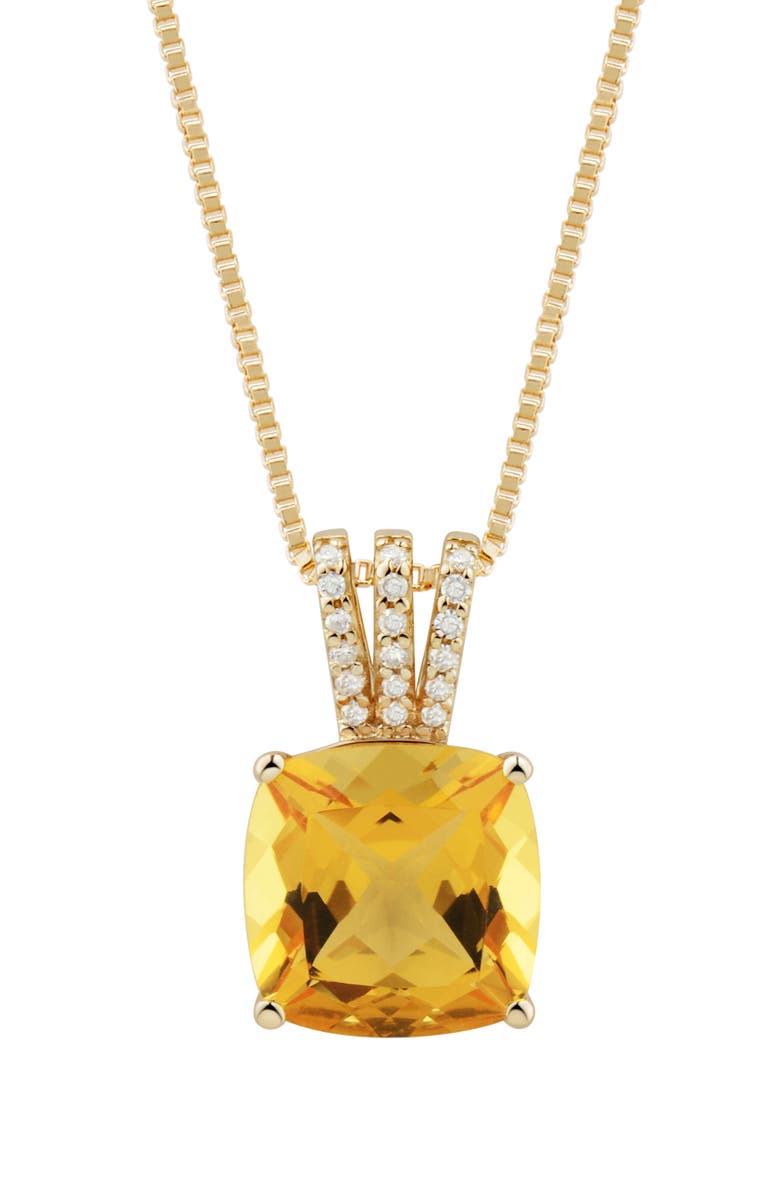 Frankie & Zoe 10K Yellow Gold Cushion Cut Citrine & Diamond Pendant Necklace, Main, color, Yellow Gold