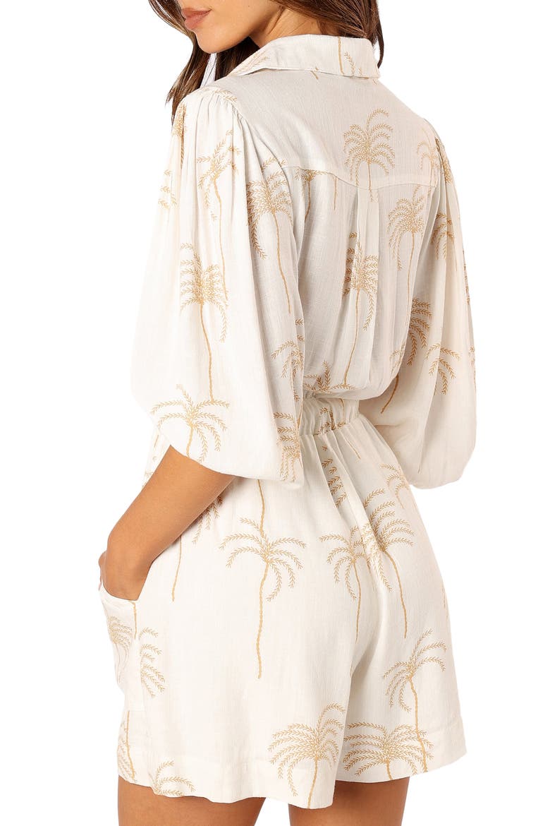 Gina Palm Print Romper, Alternate, color, WHITE PRINT