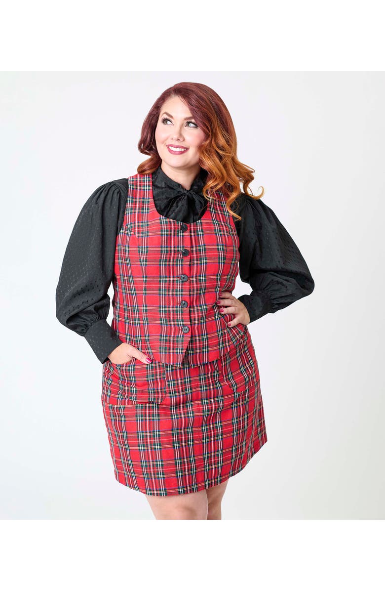 Unique Vintage Plus Size 1960s Scoop Neck Vest, Main, color, Red