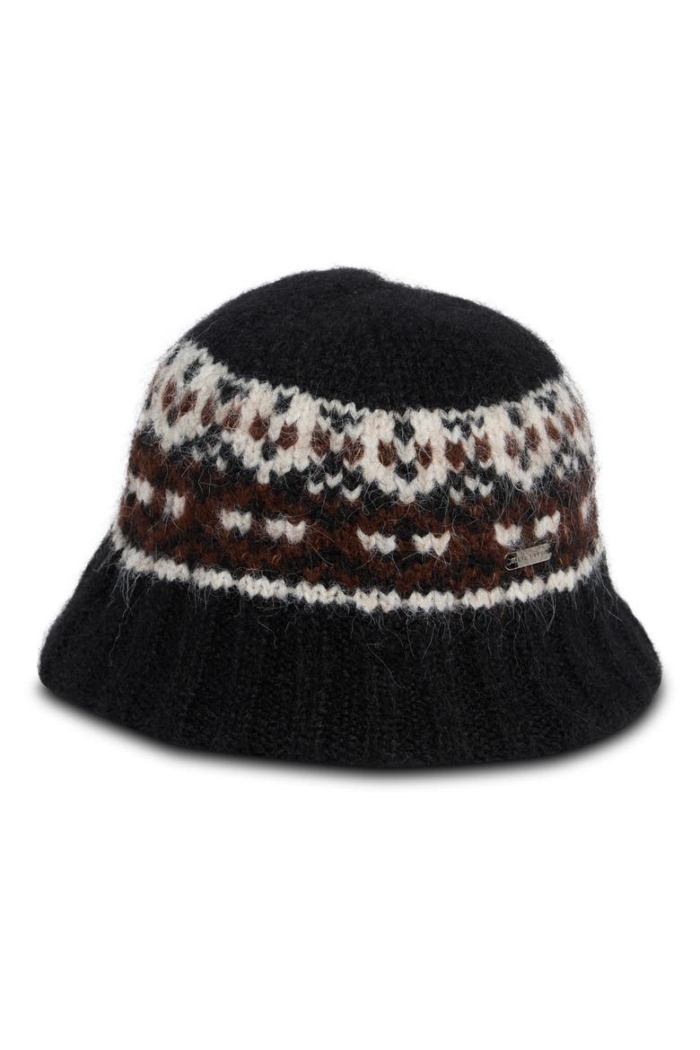 Brushed Fair Isle Knit Cloche, Main, color, BLACK