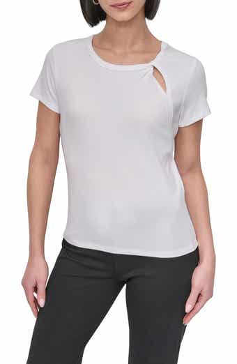 DKNY Twist Neck Rib T-Shirt