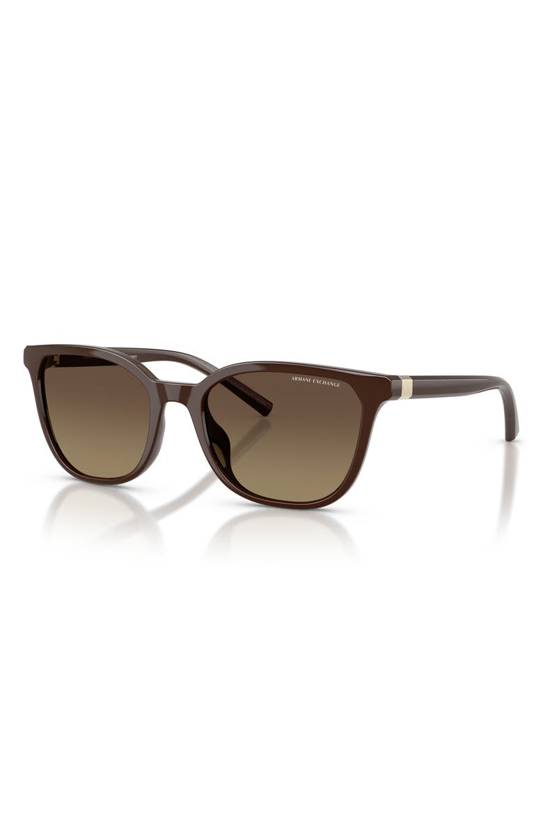 Armani Exchange 54mm Gradient Polarized Cat Eye Sunglasses, Alternate, color, Brown / Yellow Gradient