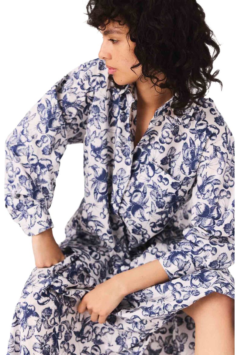 Fruit printed blouse, Alternate, color, Blue fruits print