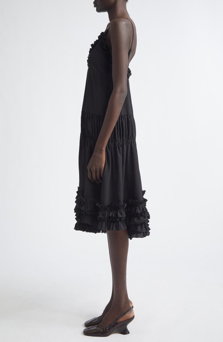 Dries Van Noten Crystal Embellished Draped Cape Dress, Alternate, color, Black