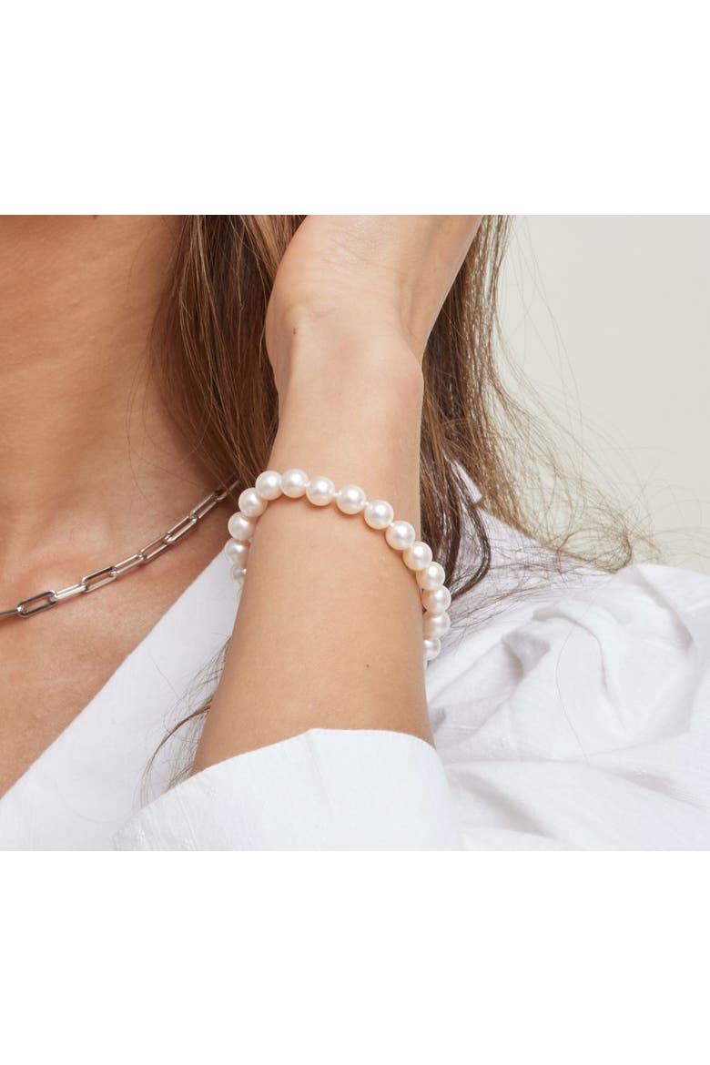 7.0-7.5mm Akoya White Pearl Bracelet - AAA Quality, Alternate, color, White Gold Clasp