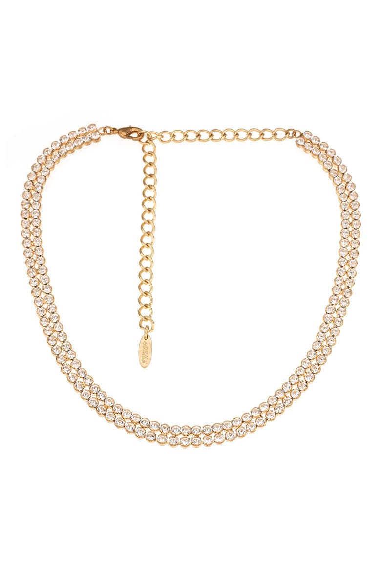 Dual Row Crystal Chain Choker, Main, color, GOLD