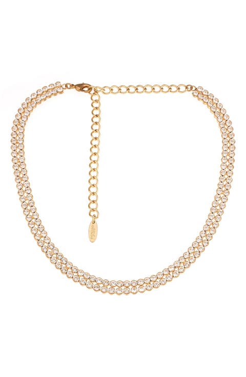 Dual Row Crystal Chain Choker