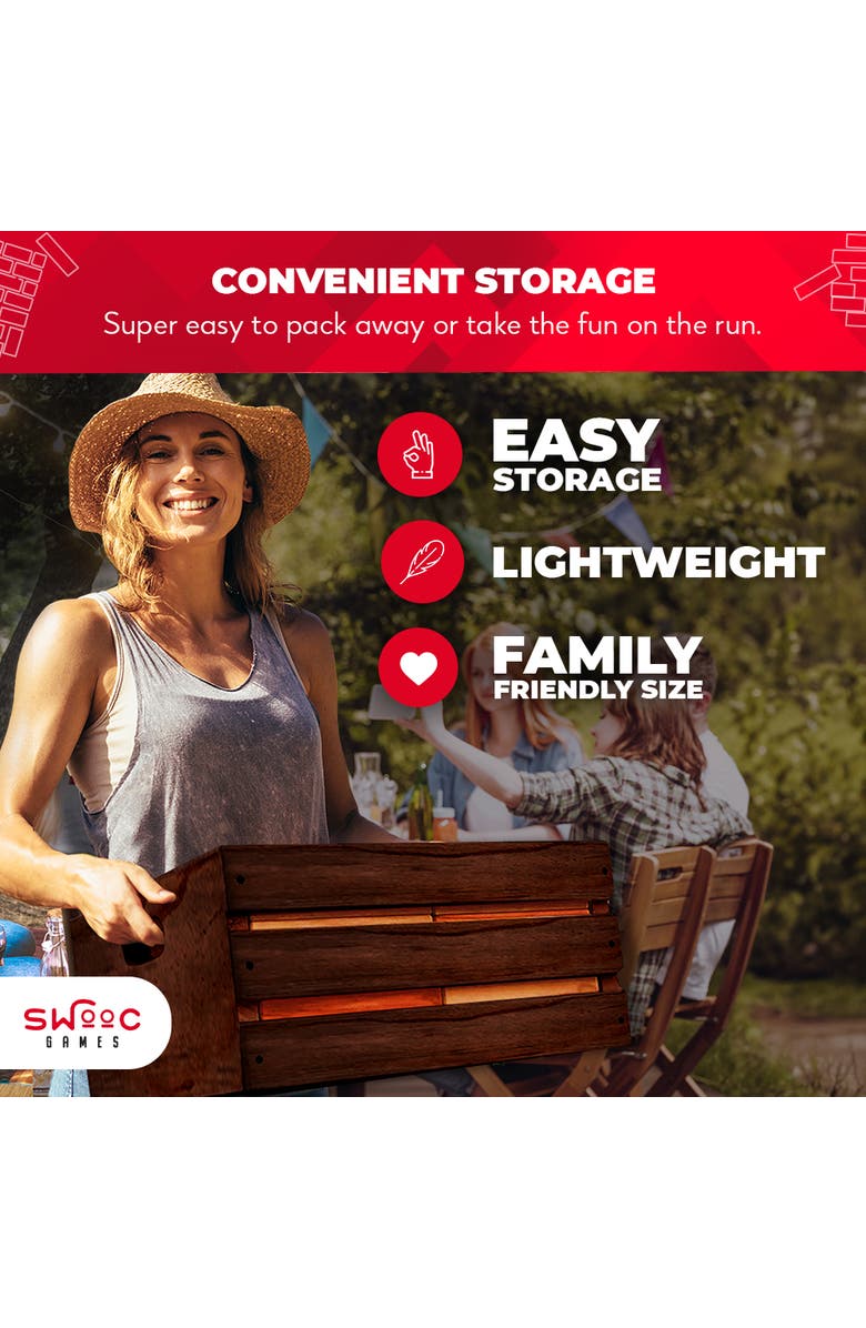 Swooc Games Reclaimed Wood Giant Tower Game, Alternate, color, Brown