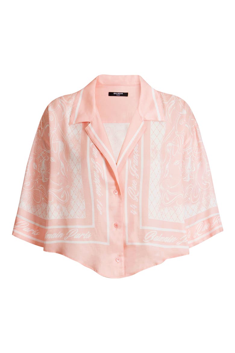 Printed Foulard pyjama shirt, Alternate, color, pink