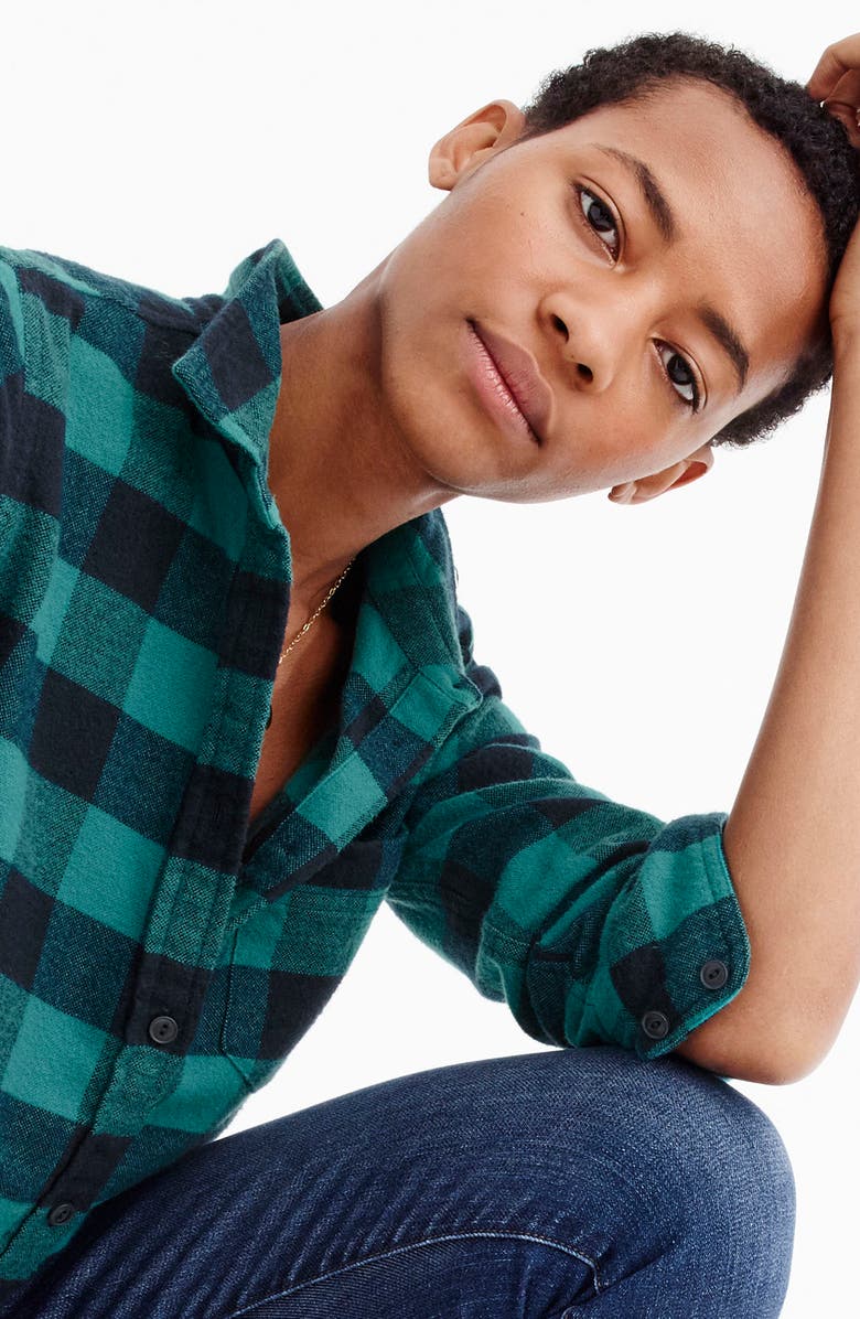 J.Crew Buffalo Check Cotton & Wool Boy Shirt, Alternate, color, 