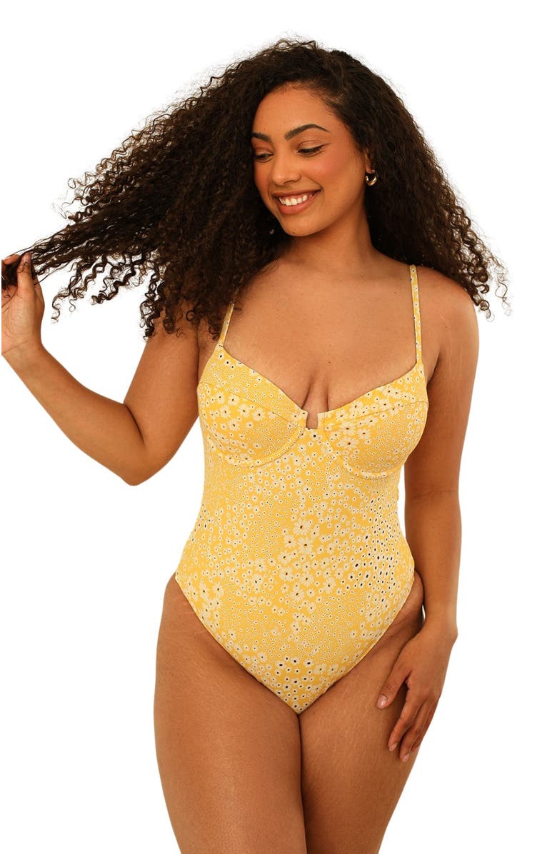 Dippin Daisys Saltwater One Piece, Main, color, Golden Ditsy