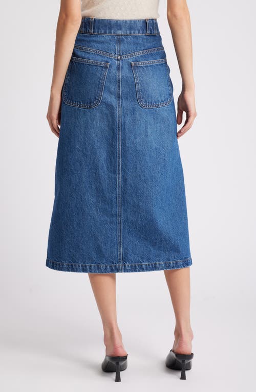 Frame Modern Pocket Button Front Midi Denim Skirt In October
