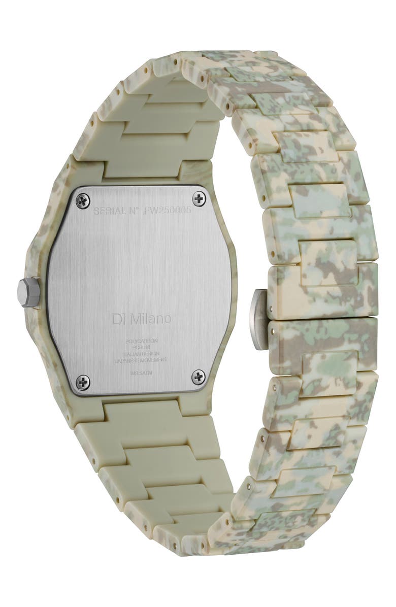 D1 Milano Camo Polycarbon Bracelet Watch, 40.5mm, Alternate, color, Green Camo