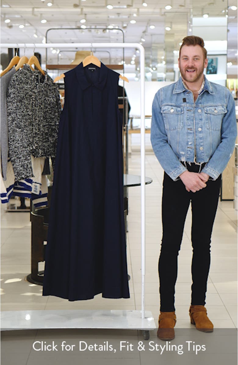 Sleeveless Cotton Poplin Trapeze Dress, sales video thumbnail