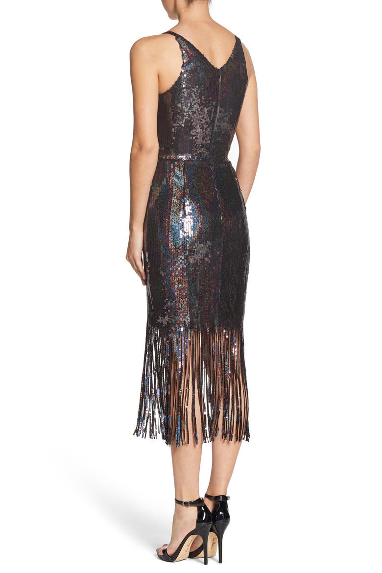 Frankie Plunge Midi Dress, Alternate, color, ONYX