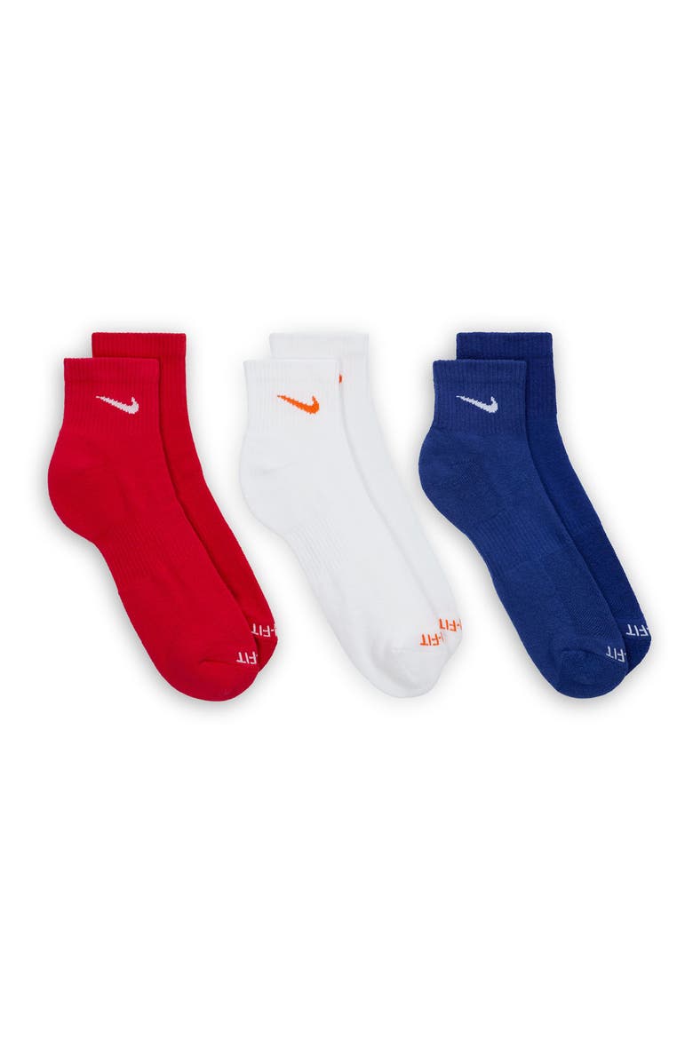Dri-FIT Everyday Plus 3-Pack Cushioned Training Ankle Socks, Main, color, WHITE MULTI-COLOR