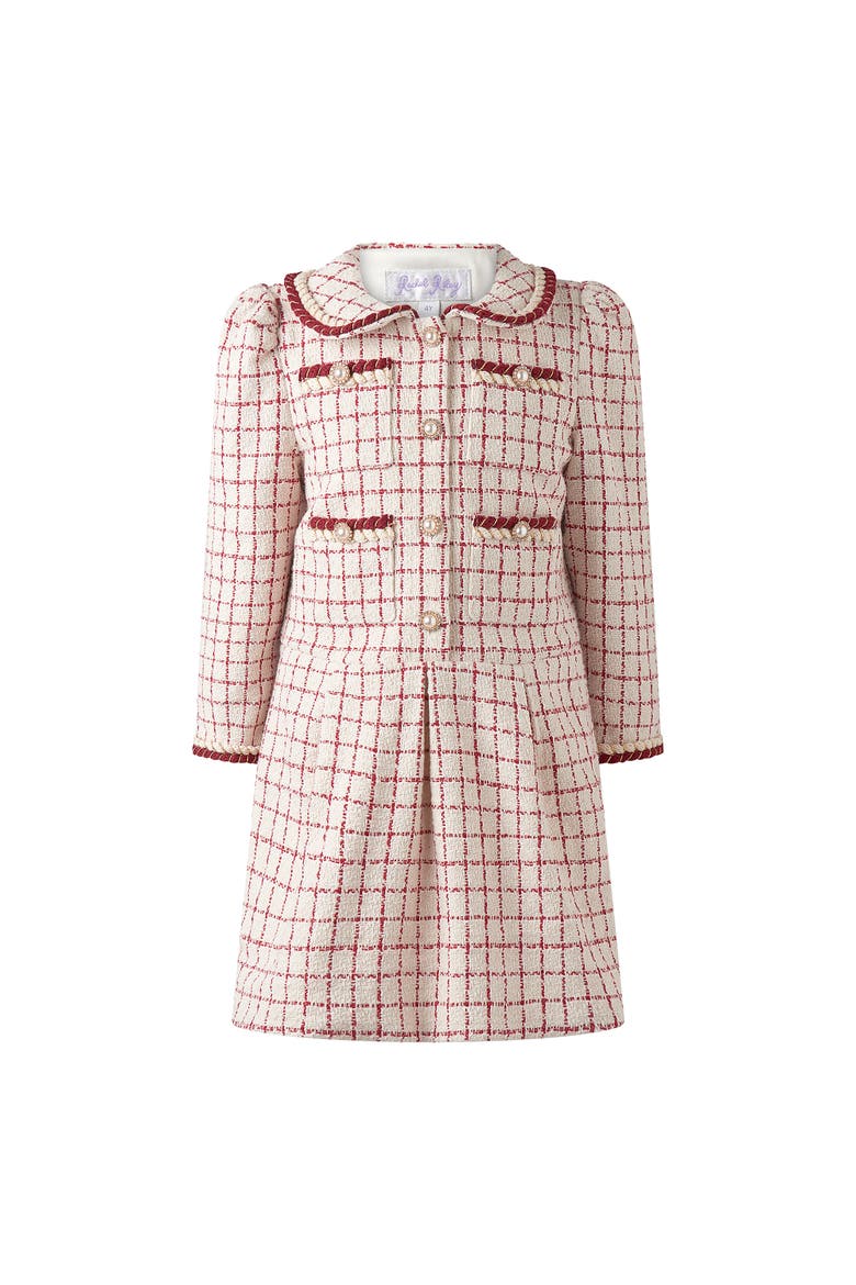 Check Tweed Dress, Alternate, color, Red