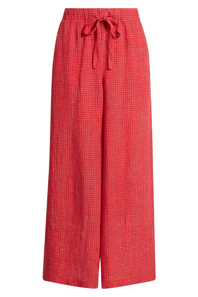 Windowpane Check Wide Leg Ankle Pants, Alternate, color, GRENADINE